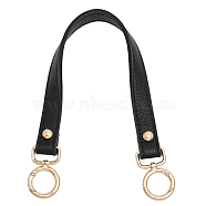 Black PU Imitation Leather Bag Handles, with Alloy Spring Gate Rings, for Bag Straps Replacement Accessories, Light Gold, 37.3cm(DIY-WH0401-82KCG)