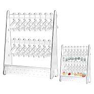 2-Tier Acrylic Earrings Display Stands, Clothes Hangers Shaped Dangle Earring Organizer Holder, with 16Pcs Mini Hangers, Clear, 9x25x30cm(PAAG-PW0009-03A)