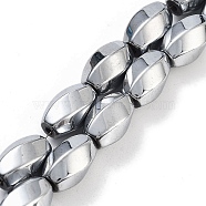 Synthetic Magnetic Hematite Beads Strands, Long-Lasting Plated, Twist, Platinum Plated, 12~12.5x8~8.5mm, Hole: 1.2mm, about 32pcs/strand, 16.14''(41cm)(G-P545-G01-01G)