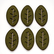 Faux Suede Patches, Costume Ornament Accessories, for Magic Tape Hair Clip Making, Leaf, Dark Olive Green, 49x28x3mm(FIND-R075-08)