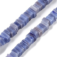 Handmade Lampwork Beads Strands, Square with seed Beads, Cornflower Blue, 5.5~6x5~6x2.5~3mm, Hole: 0.7mm, about 151~153pcs/strand, 16.14''(41cm)(LAMP-Q037-02B-12)