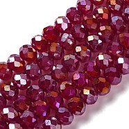 Baking Electroplate Glass Beads Strands, AB Color, Faceted, Round, Dark Red, 6x5mm, Hole: 1mm, about 83~84pcs/strand, 16.14''(41~41.5cm)(DGLA-A039-J6MM-B19)