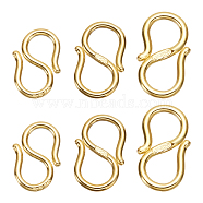 Elite 6Pcs 3 Styles 925 Sterling Silver S-Hook Clasps, with 925 Stamp, Golden, 9~11x5.5~7x1mm, 2pcs/style(FIND-PH0018-34)