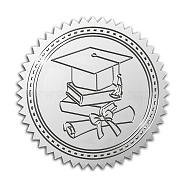 Custom Silver Foil Embossed Picture Sticker, Award Certificate Seals, Metallic Stamp Seal Stickers, Flower with Word Honor Roll, Graduation Theme Pattern, 5cm, 4pcs/sheet(DIY-WH0336-003)