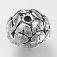 Tibetan Style Alloy Beads, Cadmium Free & Lead Free, Lotus Flower, Antique Silver, 10x8mm, Hole: 1mm, about 530pcs/1000g(TIBE-S310-066AS-LF)