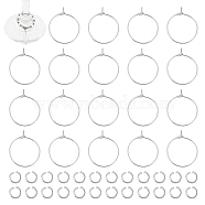 120Pcs 316 Surgical Stainless Steel Hoop Earring Findings, Wine Glass Charms Rings, with 200Pcs 304 Stainless Steel Jump Rings, Stainless Steel Color, 21 Gauge, 24x20x0.7mm(STAS-UN0043-03)