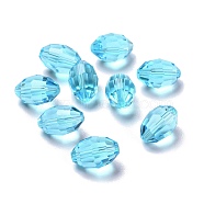 Glass Imitation Austrian Crystal Beads, Faceted, Oval, Deep Sky Blue, 11x8mm, Hole: 0.8~1.4mm(GLAA-K055-05)