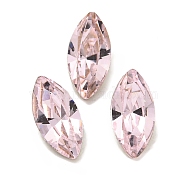 Glass Rhinestone Cabochons, Flat Back & Back Plated, Faceted, Horse Eye, Light Rose, 8x4x3mm(RGLA-L029-12A-223)