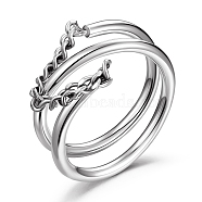 925 Sterling Silver Cuff Rings, Open Rings, Antique Silver & Platinum, Antique Silver & Platinum, Size 7, 17mm(JR791A)