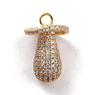 Brass Micro Pave Clear Cubic Zirconia Pendants, Long-Lasting Plated, Nipple, Real 18K Gold Plated, 24.5x15.5mm, Hole: 3mm(KK-M222-06G)