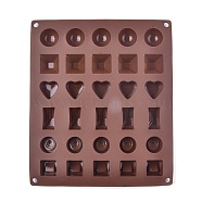 Valentine's Day 30 Compartments Geometry Food Grade Silicone Molds, Fondant Molds, For DIY Cake Decoration, Chocolate, Candy,  UV Resin & Epoxy Resin Craft Making, Coconut Brown, 275x235x17mm, Inner Diameter: 25~36mm(DIY-L020-47)