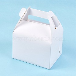 Foldable Kraft Paper Box, Gift Packing Box, Bakery Cake Cupcake Box Container, Rectangle, White, Unfold: 42.7x22.5x0.03cm, Finished Product: 11.5x8.5x15cm.(CON-K006-01A-02)