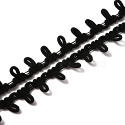 Polyester Braid Trims with Elastic Button Loops, Buttonhole Ribbons for Costume Crafts and Sewing, Black, 1/2 inch(14mm)(OCOR-WH0073-88A)