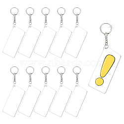 BENECREAT DIY Transparent Acrylic Keychain Clasps Making Kits, Including Rectangle Blank Big Pendants, Iron Split Key Rings, Clear, Pendants: 75.5x42.5x3mm, hole: 3mm, 20pcs/set(DIY-BC0001-67)