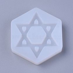 Food Grade Silicone Molds, Resin Casting Molds, For UV Resin, Epoxy Resin Jewelry Making, for Jewish, Hexagram with Star of David, White, 46x41x8mm, Inner Diameter: 48x33mm(DIY-L014-12)