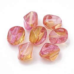 Two Tone Transparent Spray Painted Acrylic Beads, Polygon, Fuchsia, 12x8.5x8mm, Hole: 1mm, about 910pcs/500g(ACRP-T005-34A)