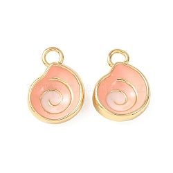Brass Pendants, with Enamel, Conch Shape Charms, Cadmium Free & Lead Free, Rack Plating, Long-Lasting Plated, Real 18K Gold Plated, 15.5x11x5mm, Hole: 2.5mm(KK-C143-15G)