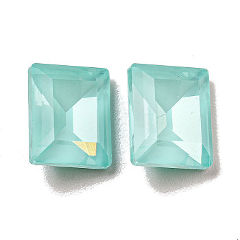 Glass Rhinestone Cabochons, Point Back & Back Plated, Faceted, Rectangle, Light Azore, 10x8x5mm