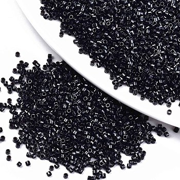 11/0 Grade A Baking Paint Glass Seed Beads, Cylinder, Uniform Seed Bead Size, Opaque Colours Luster, Black, about 1.5x1mm, Hole: 0.5mm, about 20000pcs/bag
