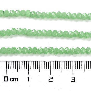 Baking Painted Imitation Jade Glass Bead Strands, Faceted Rondelle, Light Green, 3x2mm, Hole: 0.8mm, about 158pcs/strand, 14.76''(37.5cm)