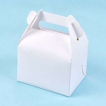 Foldable Kraft Paper Box, Gift Packing Box, Bakery Cake Cupcake Box Container, Rectangle, White, Unfold: 42.7x22.5x0.03cm, Finished Product: 11.5x8.5x15cm.