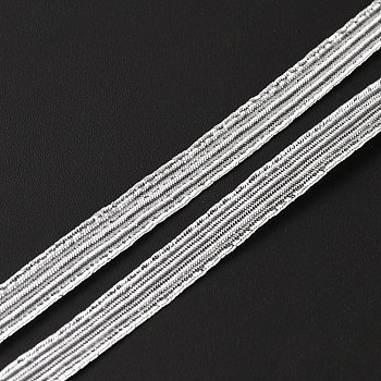 144 Yards Sparkle Polyester Non Slip Knitted Elastic Cord, Elastic Band for Clothing Sewing, Silver, 7x0.6mm