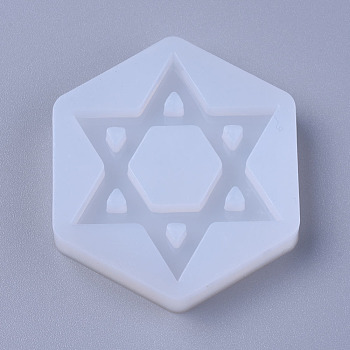 Food Grade Silicone Molds, Resin Casting Molds, For UV Resin, Epoxy Resin Jewelry Making, for Jewish, Hexagram with Star of David, White, 46x41x8mm, Inner Diameter: 48x33mm