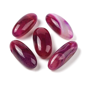 Natural Agate(Dyed & Heated) Beads, Oval, Top Drilled, Old Rose, 24.5~42x10.5~14.5x8.5~13.5mm, Hole: 2mm