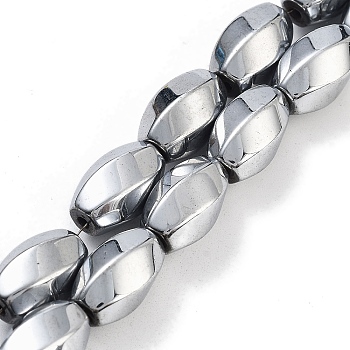 Synthetic Magnetic Hematite Beads Strands, Long-Lasting Plated, Twist, Platinum Plated, 12~12.5x8~8.5mm, Hole: 1.2mm, about 32pcs/strand, 16.14''(41cm)