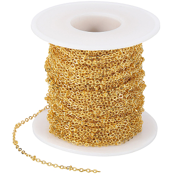 30M Brass Satellite Chains, Soldered, with Spool, Golden, 2.5x2x0.4mm