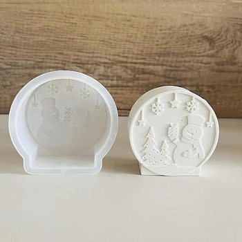 DIY Silicone Candle Molds, Christmas Theme Resin Casting Molds, for UV Resin, Epoxy Resin Craft Making, White, 78x77x26mm