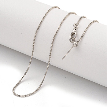 Brass Ball Chain Necklaces for Women, Platinum, 17.72 inch(450mm)