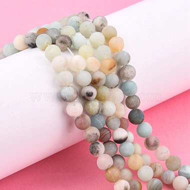 Brins de perles d'amazonite de fleurs naturelles(G-G692-01F-6mm)-6