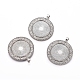 Alliage plat rond style tibétain supports cabochons grand pendentif(TIBEP-Q051-07AS-RS)-1