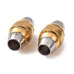 304 Stainless Steel Magnetic Clasps, Column, Real Gold Plated & Stainless Steel Color, 19x10.5x10.5mm, Hole: 5.5mm(SA-CBA15BC-08GP)