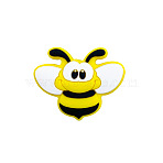 Bees Silicone Focal Beads, Yellow, 29x37x8.5mm, Hole: 2.5mm(FIND-SZC0014-013)