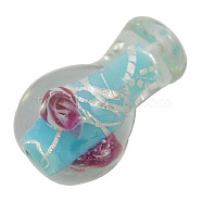 Handmade Silver Foil Glass Beads, Vase, Light Sky Blue, about 16mm wide, 25mm long, hole: 3mm(X-SLT006J-5)