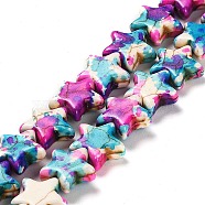 Synthetic Turquoise Beads Strands, Star, Dyed, Mixed Color, 11x12x4.5mm, Hole: 1.2mm, about 40pcs/strand, 15.43 inch(39.2cm)(G-C101-G01-01)