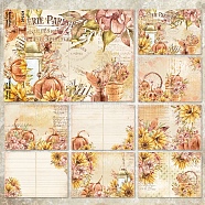8 Sheets A5 Autumn Pumpkin Scrapbook Paper Pads, for DIY Album Scrapbook, Background Paper, Diary Decoration, Gold, 145x210mm(PW-WG62293-01)
