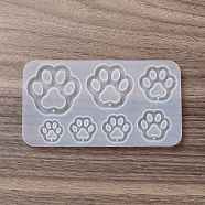 DIY Pendant Silicone Molds, Resin Casting Molds, for UV Resin, Epoxy Resin Jewelry Making, Paw Print, 73x132x6mm, Hole: 1.2~1.6mm, Inner Diameter: 18~40.5x19~45mm(SIMO-F145-12)