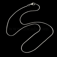 Brass Round Snake Chain Necklace for Men Women, Platinum, 17.52 inch, 1Pc/set(MAK-YW0001-11)