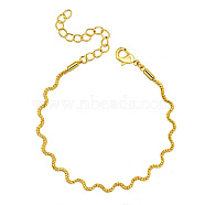 Brass Twist Wave Link Chain Bracelets for Women, Golden, 5-7/8 inch(15cm)(DN6472-2)