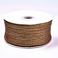 Glitter Metallic Ribbon, Sparkle Ribbon, with Silver and Golden Metallic Cords, Valentine's Day Gifts Boxes Packages, FireBrick, 1/4 inch(5mm), about 300yards/roll(274.32m/roll)(SRIB-T008-10)