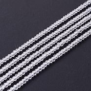 Transparent Glass Beads Strands, Faceted, Round, Clear, 2mm, Hole: 0.6mm, about 182~201pcs/strand, 14.57~15.24 inch((37~38.7cm)(GLAA-C019-01A-33)