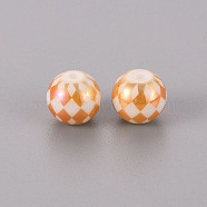 Electroplate Glass Beads, Round with Grid Pattern, Rose Gold Plated, 10mm, Hole: 1.2mm(EGLA-Q123-013B)