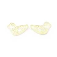 Handmade Frosted Glass Beads, with Gold Foil, Bird, Champagne Yellow, 11x20x4.5mm, Hole: 1mm, 50pcs/bag(FOIL-CJC0004-02F)