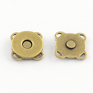 Iron Purse Snap Clasps, Closure for Purse Handbag, Antique Bronze, 11x11x5mm, Hole: 2x1mm(IFIN-R203-70AB)