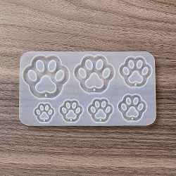 DIY Pendant Silicone Molds, Resin Casting Molds, for UV Resin, Epoxy Resin Jewelry Making, Paw Print, 73x132x6mm, Hole: 1.2~1.6mm, Inner Diameter: 18~40.5x19~45mm(SIMO-F145-12)