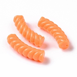 Opaque Acrylic Beads, Twist, Curved Tube, Dark Orange, 33x12x8.5mm, Hole: 1.6mm, about 308pcs/500g(OACR-A016-03B)