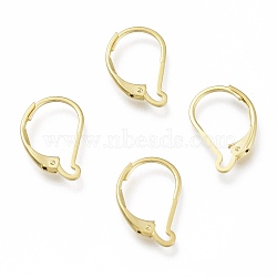 Brass Leverback Earring Findings, Real 24K Gold Plated, 15.5x10x1.5mm, Pin: 0.7mm(X-KK-Z007-27G)